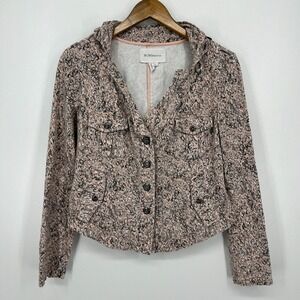 BCBGeneration Jacket Women's Size S Pink Floral Print Convertible Hood